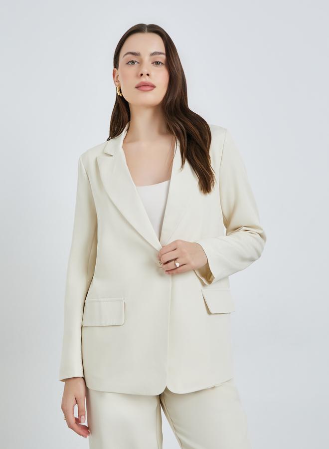 ستايلي بليزر كريمي واسع بياقة مدببة - Image 4